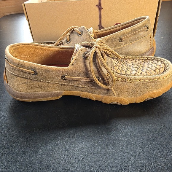 Twisted X Brown Leather Bomber‎ Fish Driving Mocs Boots 6.5 - Picture 5 of 10